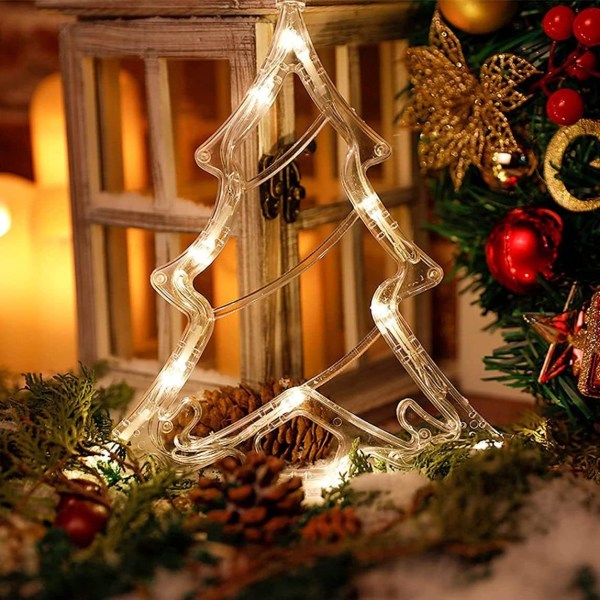 Julgardinljus, 2-pack, stjärn- och julgransled fönsterljus, batteridriven, 22 cm hängande ljus för festaffär