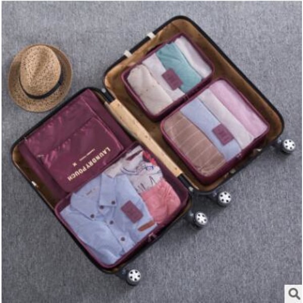 6 st packningskuber för organiserat bagage/vikbar organizer/praktisk organizer/resepackningskuber Burgundy