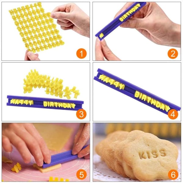 Alfabetets nummer Cookie Stämpel Set, bakverktyg inklusive bokstäver case och siffror för att dekorera kakor