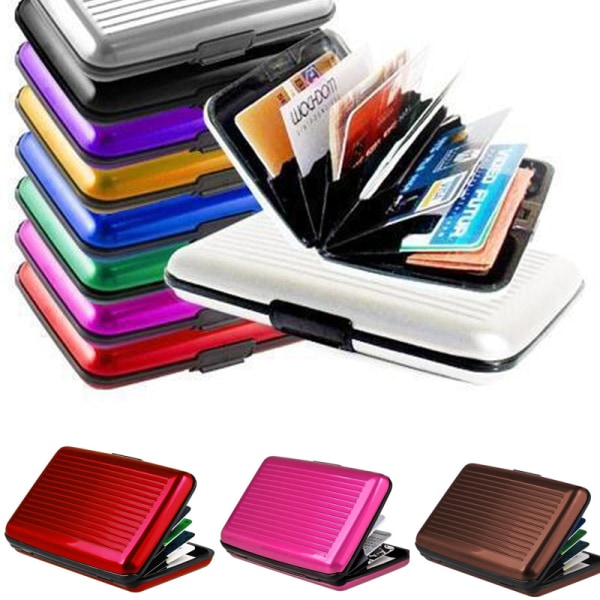 Spärrande kreditkortshållare, kortskydd, aluminium, case för kvinnor eller män, metall-ID-plånbok coffee