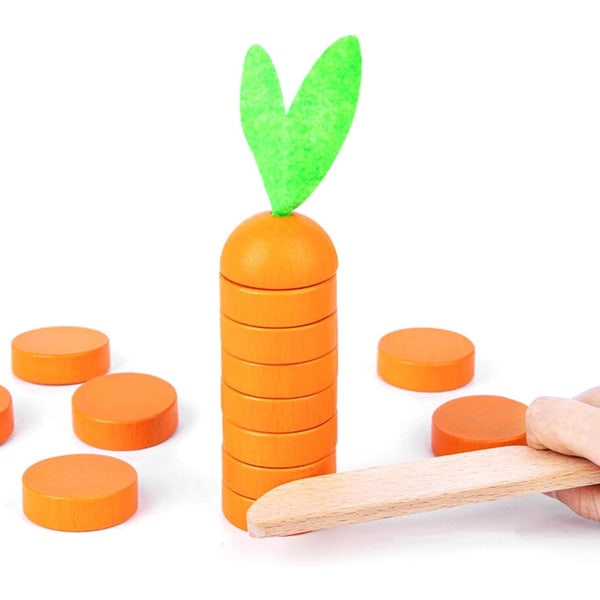 Träpusselleksaker för småbarn - tärnad morotstaplingsleksak Montessori Tidiga pedagogiska leksaker för småbarn 1 2 3 år O