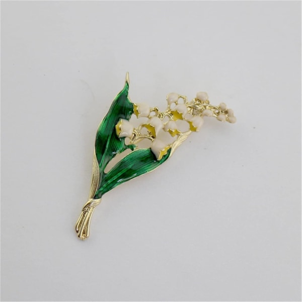 2st Vintage Emalj Liljekonvalj Brosch Blommig Leaf Brosch Pin For Women