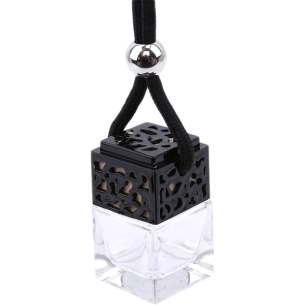 Bilhängande flaska Parfymdiffusor Billuftfräschare Aromaterapiflaskahänge, svart lock