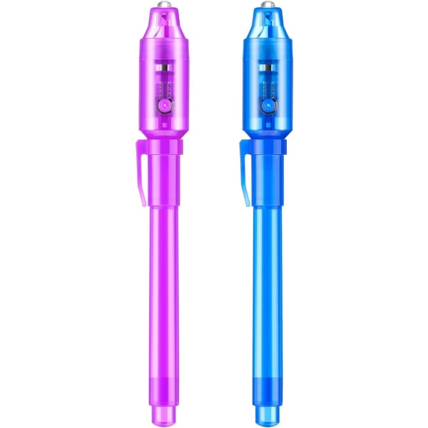 Invisible Ink Pen 2 st Hemlig penna med UV-ljus Pennor Party Invisible Pen Security Marker Penna för pojkar och flickor, fest