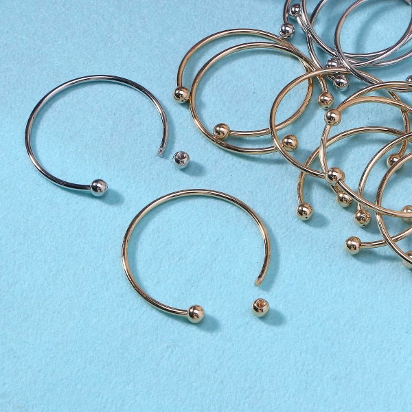10 stycken End Ball Beads Charm Wirstband Halvöppen manschettarmring för kvinnor Gold