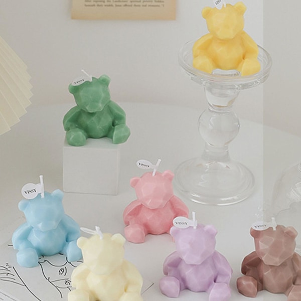 Mini Bear Ljus Vax Doftljus Söt Aromaterapi Ornament Present till Hemmakontoret Baby Shower Bröllopsfest dekoration