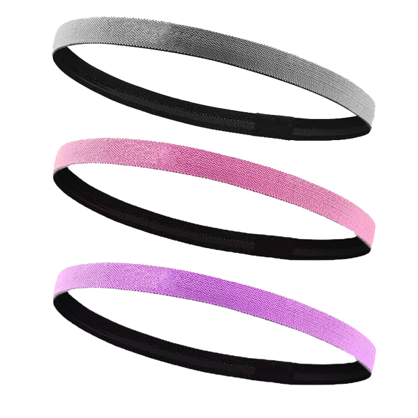 Tjocka halkfria elastiska sportpannband Hårpannband för kvinnor och män gray pink purple
