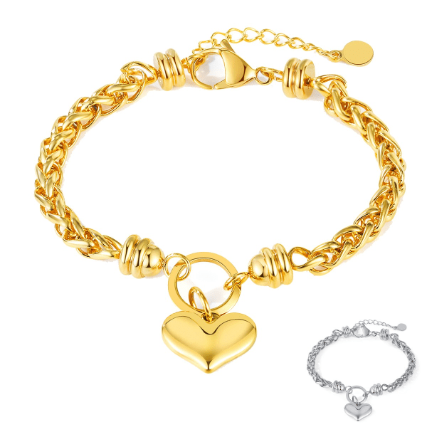 Hjärtformade smycken i rostfritt stål i europeisk och amerikansk stil med unik Ins-stil för kvinnor gold