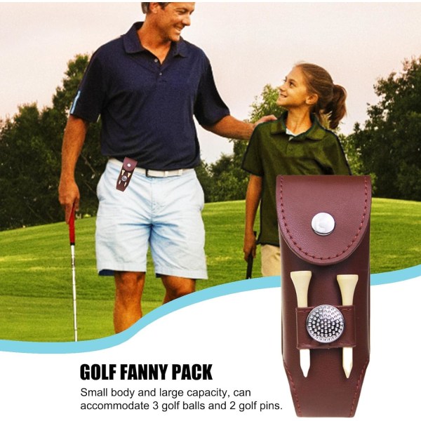 Golfbollshållare, Sportmidjehållare i läder, Golftillbehör två-i-påse för golfbollar
