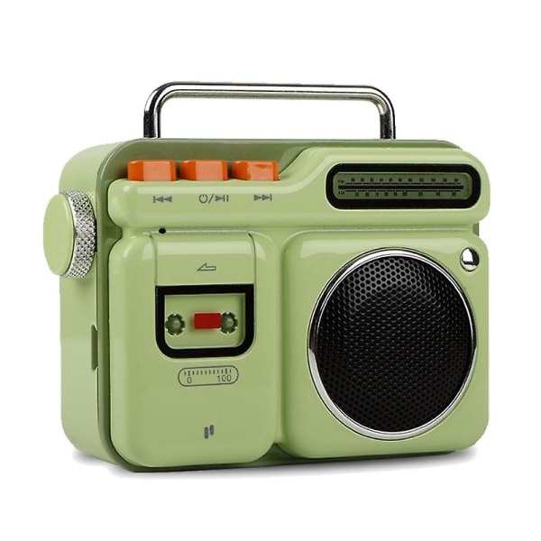 Mini Retro Style trådlös musikspelare Hifi liten högtalare med 500mah batteri Green