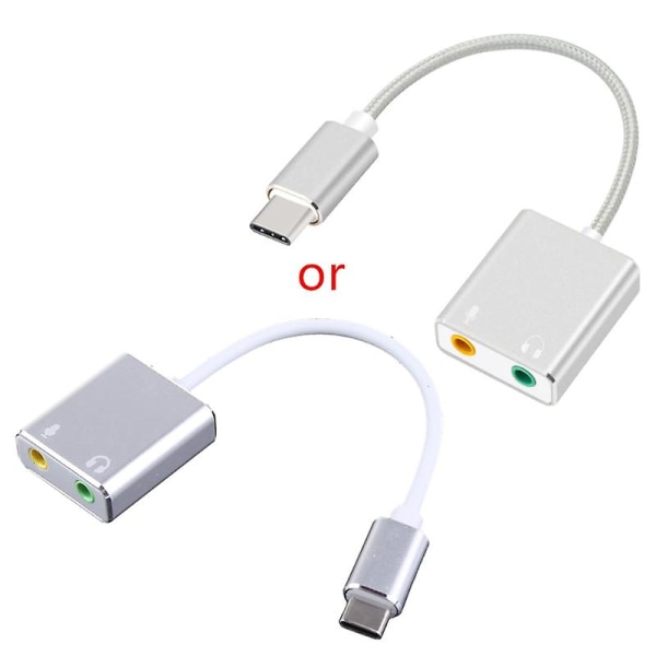 USB Type-c Audio Adapter Externt ljudkort Lämplig för Windows Mac Linux