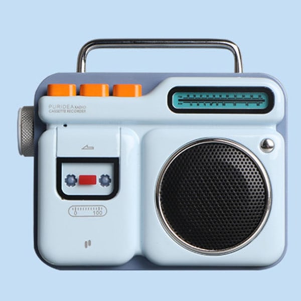 Mini Retro Style trådlös musikspelare Hifi liten högtalare med 500mah batteri White