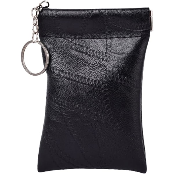 Case i läder Nyckelring Hängande plånbok Korthållare Plånbok för kvinnor män (röd) Black