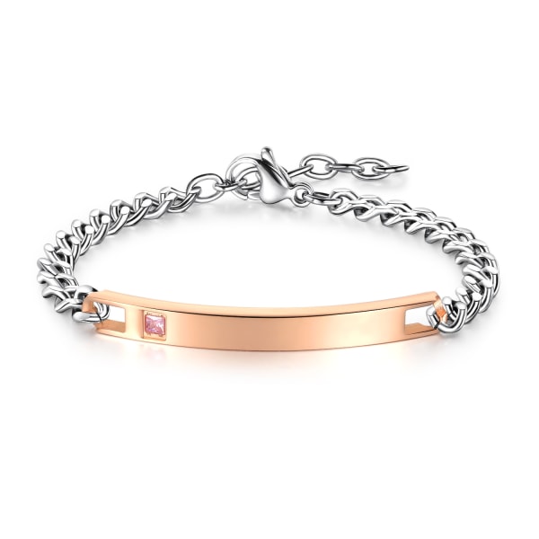 Pararmband Personligt pararmband av titanstål med diamantinlägg graverbar present rose gold women