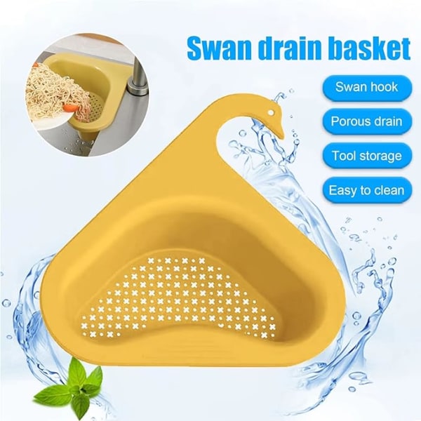 Swan dräneringskorg kök mat dränering diskbänk hushåll triangel vinkel filter diskbänk filter multifunktionellt hängande filt