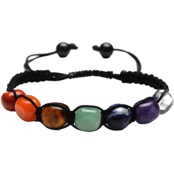 7 Chakra Healing Crystal, tofsar Flätade armband Chakras Stenpärlor Ångestarmband Naturliga ädelstenar Rep Armband Smycken