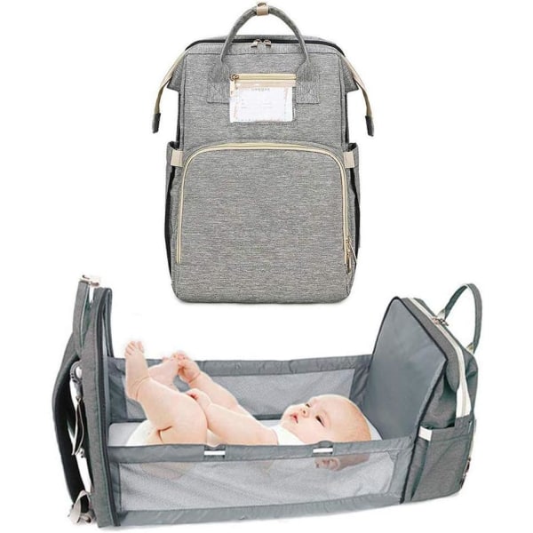 1st 3-i-1 skötväskor, multifunktionell baby skötväska, Mummy-axelväska, baby för 0-12 månader grå