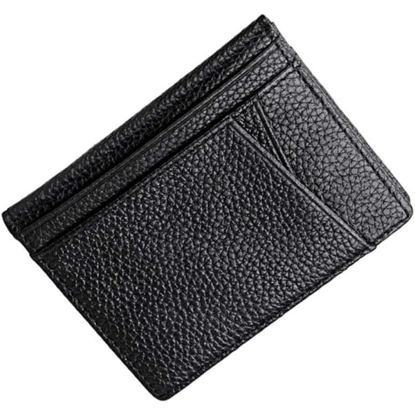 Enkel plånbok för unisex, ultratunn läderplånbok Kort plånbok Myntväska Korthållare Mynt-ID-hållare för kvinnor Herr Gif Black