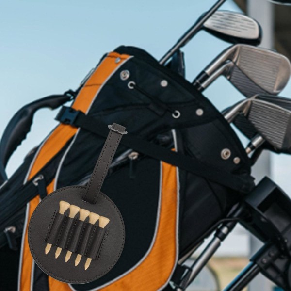 Golf Tee Bag - 5 Tee Hål Bärbar Tee Hållare 2st Trä Tee Förvaring Case, lätt att hänga, present till golfare