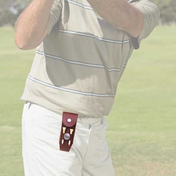 Golfbollshållare, Sportmidjehållare i läder, Golftillbehör två-i-påse för golfbollar