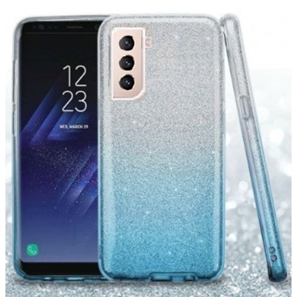 Mobilskal Samsung Galaxy S21 Glitter Blå/Silver