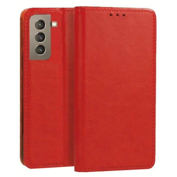Plånboksfodral Samsung Galaxy S21 FE Italienskt Läder Röd
