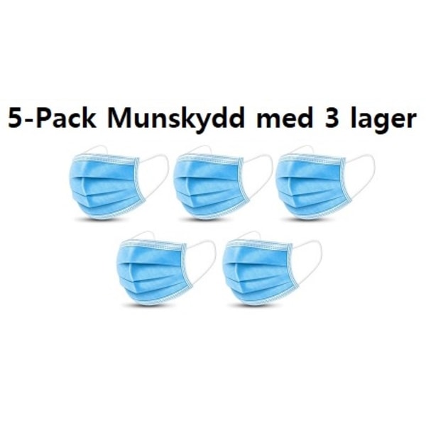 5-PACK Munskydd - Andningsmask Blå