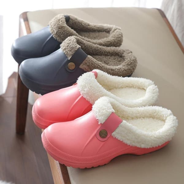 Vattentäta tofflor med pälsfoder, träskor, trädgårdsskor, varma innetofflor Blue and gray 42-43