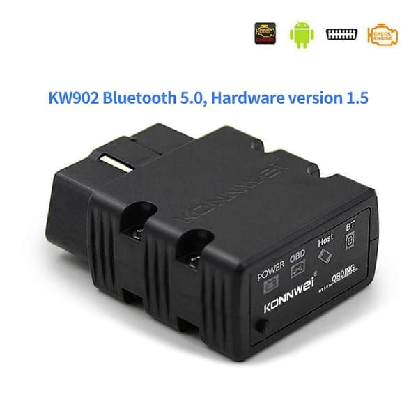 Bluetooth OBD2-skanneri yhteensopiva Android Torque -auton vikakoodinlukijan kanssa black