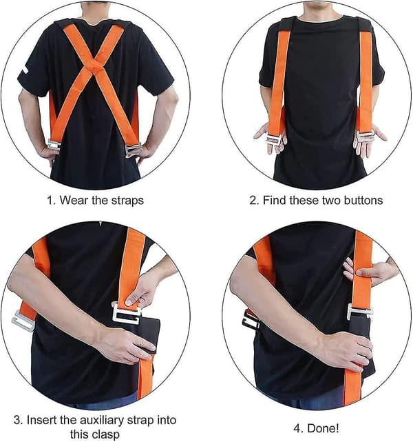 Møbelløftestropper kompatible med tung transport, 5-pakning oransje