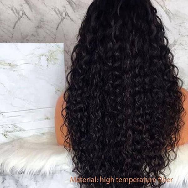 Frontperuker kompatibla med Deep Wave Curly Hd Frontal Peruk Kort Black