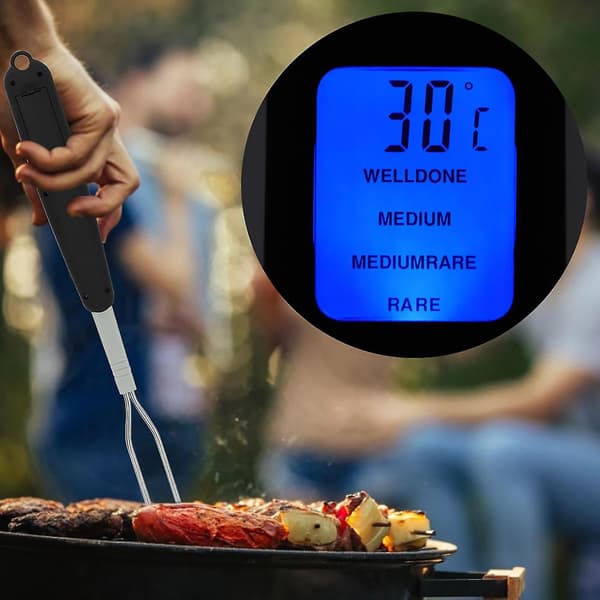 Digital BBQ-termometer kompatibelt medk - Øjeblikkelig aflæsning, dobbelt probe, LED-display