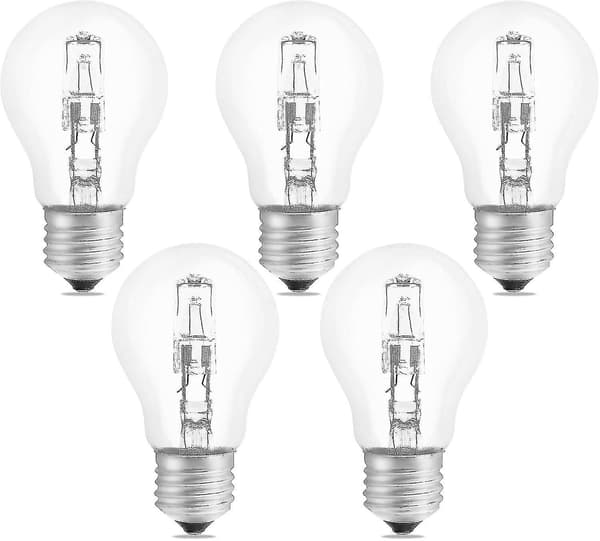 5-pakning E27 A55 42W halogenpære dimbar 2700K 650lm
