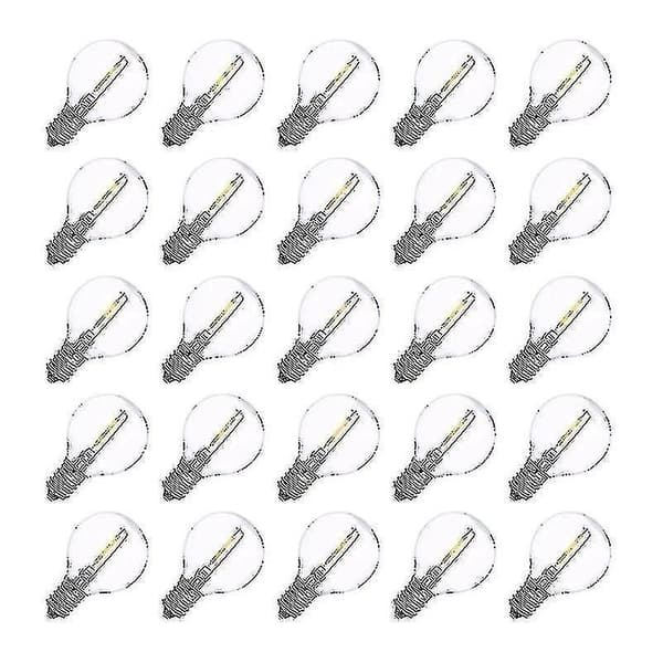 25 stk. G40 E14 LED erstatningspærer med 2700k filamentlys