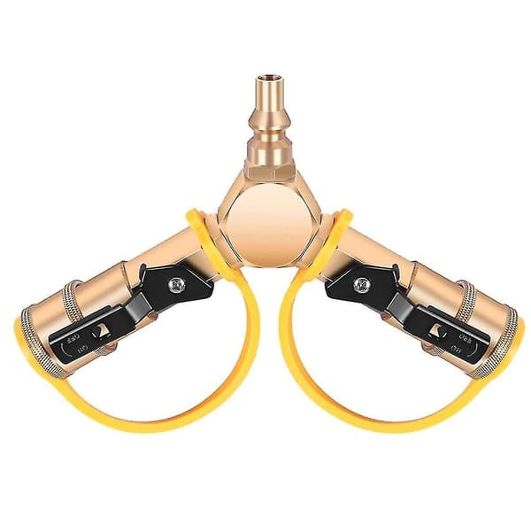 1/4 tomme RV Propan Quick Connect Y-Splitter Adapter med Afspærringsventil Fuld Flow