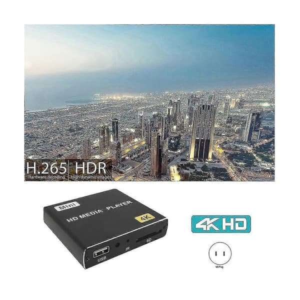 Mini 4K HDD-mediasoitin USB-asemalla/SD-korteilla