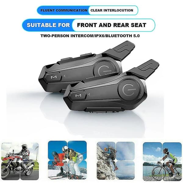 2st Bluetooth Intercom Motorcykel Halvhjälm Bluetooth Headset För 2 Intercomunicador Trådlös He