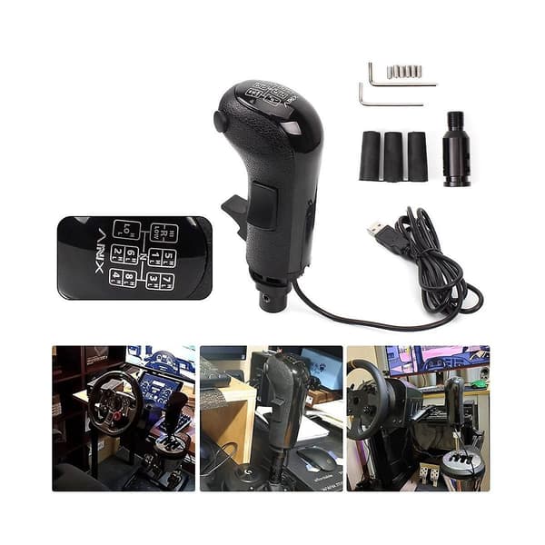 PC USB girspakknapp kompatibel med Logitech G29/G27/G25 og TH8A, ETS2-kompatibel Black