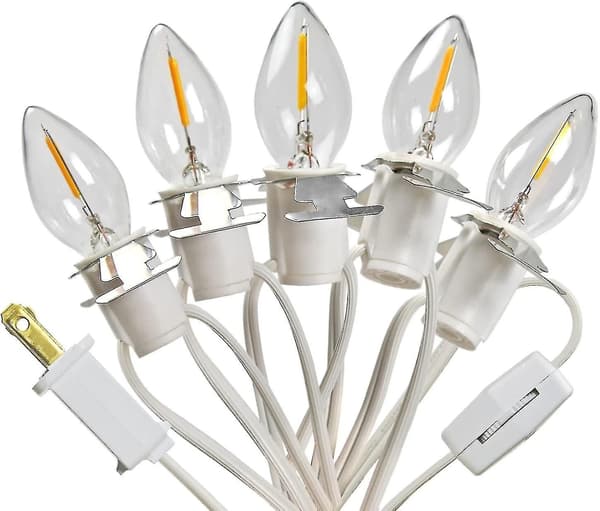 5 Base C7 lyskædepærer med 5 LED-pærer kompatible med julebyens lystilbehørssnor