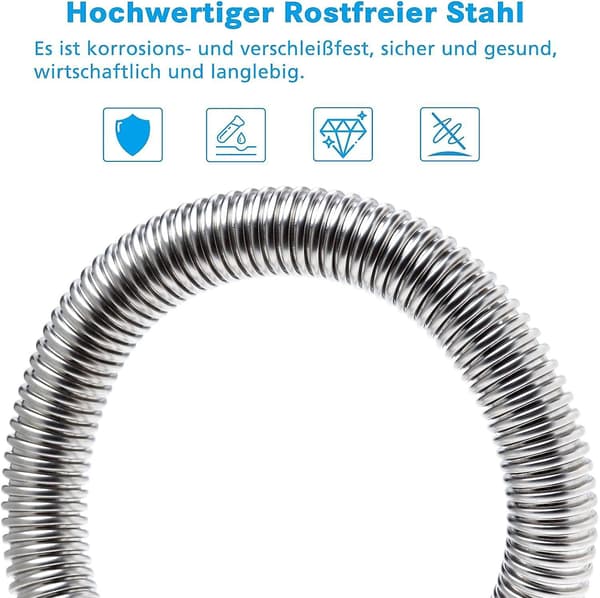 200 cm udstødningsslange: Rustfrit stålrør, 25 mm diesel, 2 klemmer