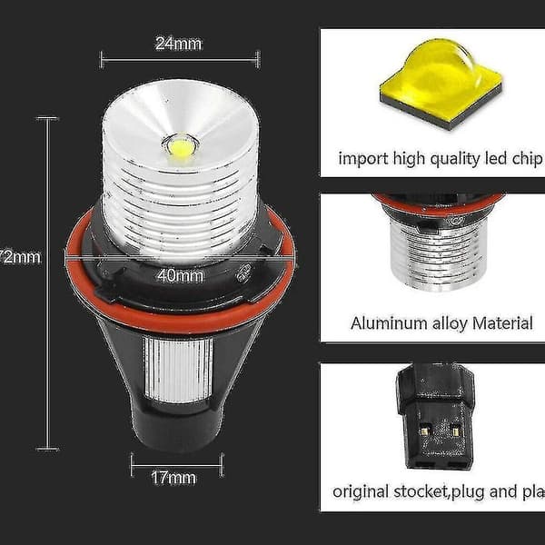 2st Led Angel Eyes Marker Lights Lampor Kompatibla med E39 E53 E60 E61 E63 E64 E65 E66 E87 525i 530i Xi 545i M5 Fengshuo Blue