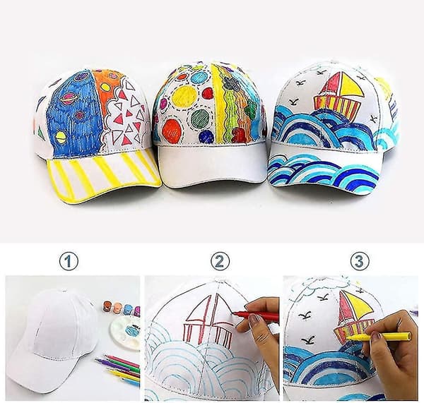 DIY Baseballcapser for barn, 10 stk kunstmalingshatter