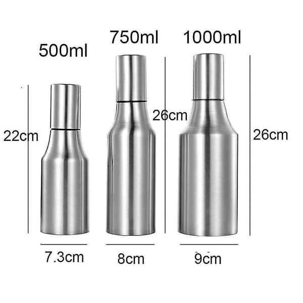 500/750/1000 ml Olivenolie Dispenserflaske i Rustfrit Stål til Eddike og Olie 1000ML