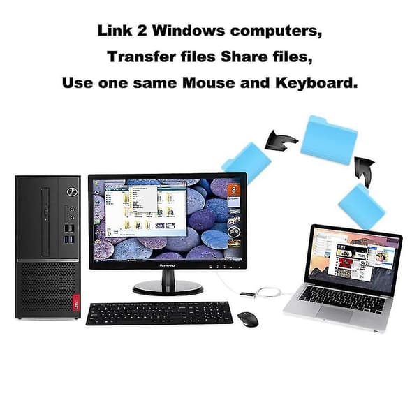 USB-dataoverføringskabel PC til PC kompatibel med Windows, USB 2.0 datalink PC-koblingskabel