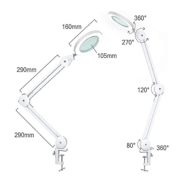 LED-suurennuslamppu, 5 diopterin suurennuslasi valolla
