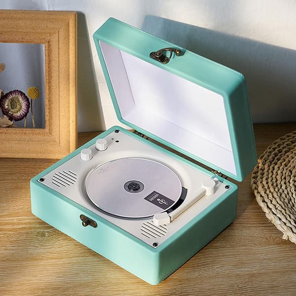 Bluetooth CD-spiller platespiller bursdagsfestivalgave med infrarød fjernkontroll Blå