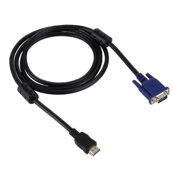 HDMI han til VGA han videokabel, 1,8 m, 15-benet, kompatibel med EU-standardbrug (sort)