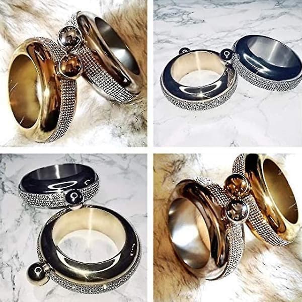 Rannekeketju Pullo Rannekepullot Luova Ruostumaton 304 Teräs ja Hip Pullo Suppilosetti Naisille 3,5 Oz Hopea Silver