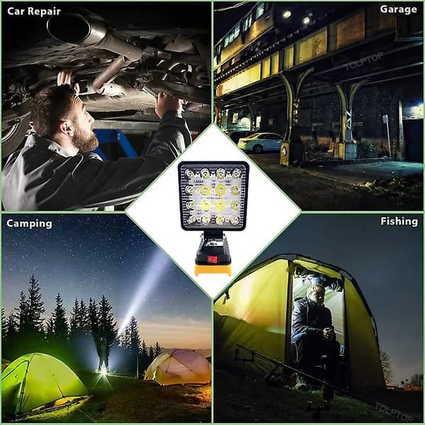 LED arbeidslys kompatibelt med utendørs bruk med 18V/20V litiumbatteri
