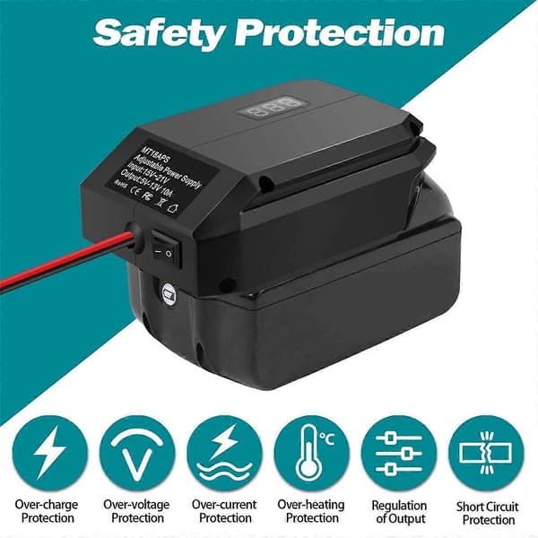 DC 18V til 12V Step Down Konverter Kompatibel med Makita 18V Batteri
